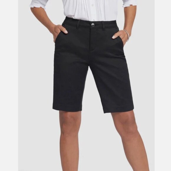 NYDJ Stretch Twill Bermuda Shorts - Black Size 2 - Picture 1 of 11
